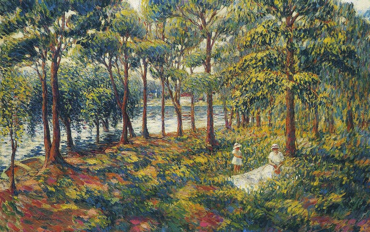Анри Лебаск, «Мадам Лебаск с дочерью у Марны», 1899