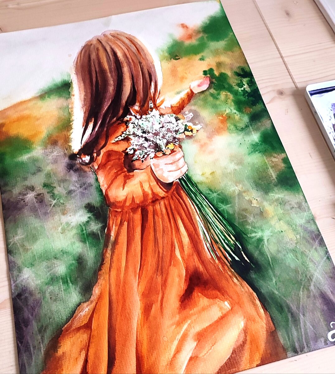 Это одна из недавних моих работ на целлюлозе 200 гр. марки "Малевичъ". И я только начала с ней работать!