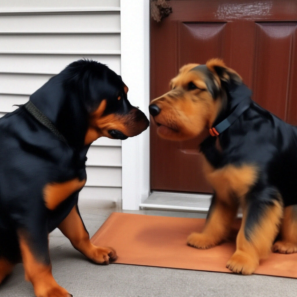 На картинке от Шедеврума ротвейлер и эрдель терьер одинакового размера и массы. ЭТО не ТАК. Ротвейлер массивнее...