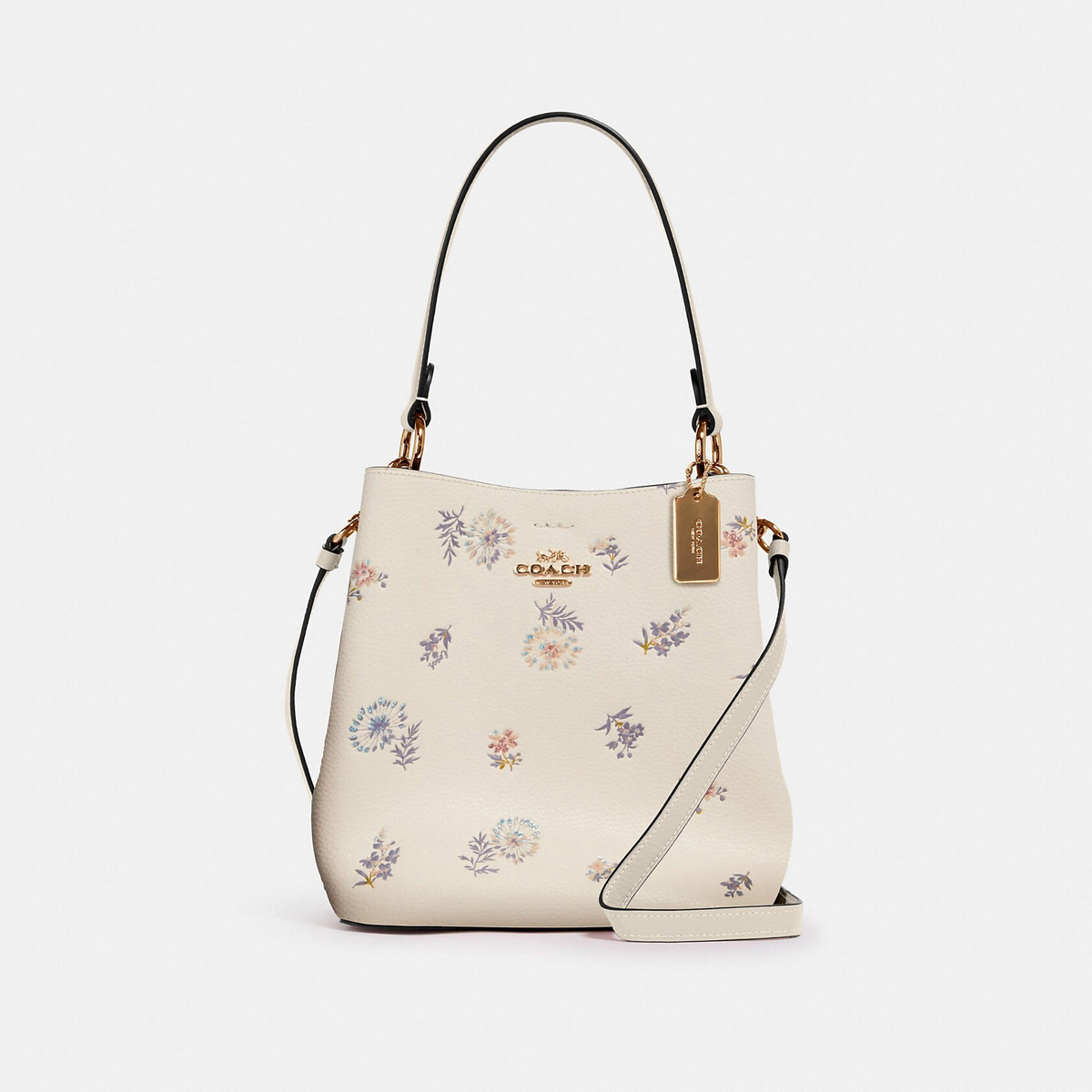 Сумка Coach Small Town Bucket Bag With Dandelion Floral Print - Im/Chalk Light Saddle на сайте coach-disconts.ru