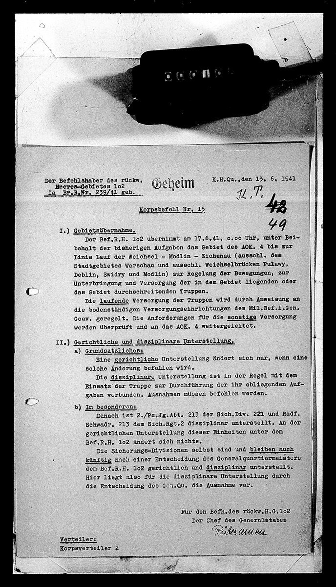 Приказ корпуса № 15. NARA, ф. 242, оп. T-501, мфк. 2, к. 108. Источник: https://catalog.archives.gov 