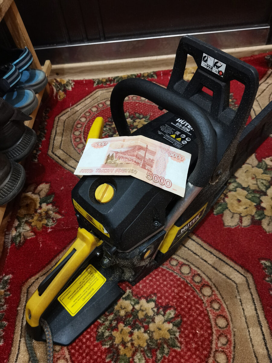 Новая пила, прошедшая обкатку, и первый пятак заработанный спилом в этом году. 