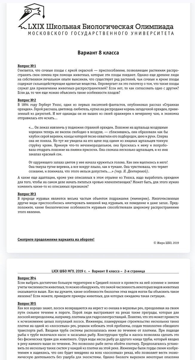 Пример заданий ШБО за 2019 год