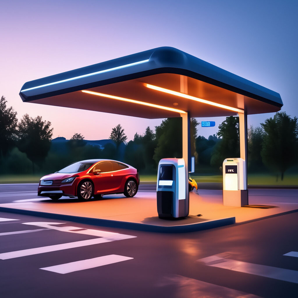 Станция зарядки электромобилей.