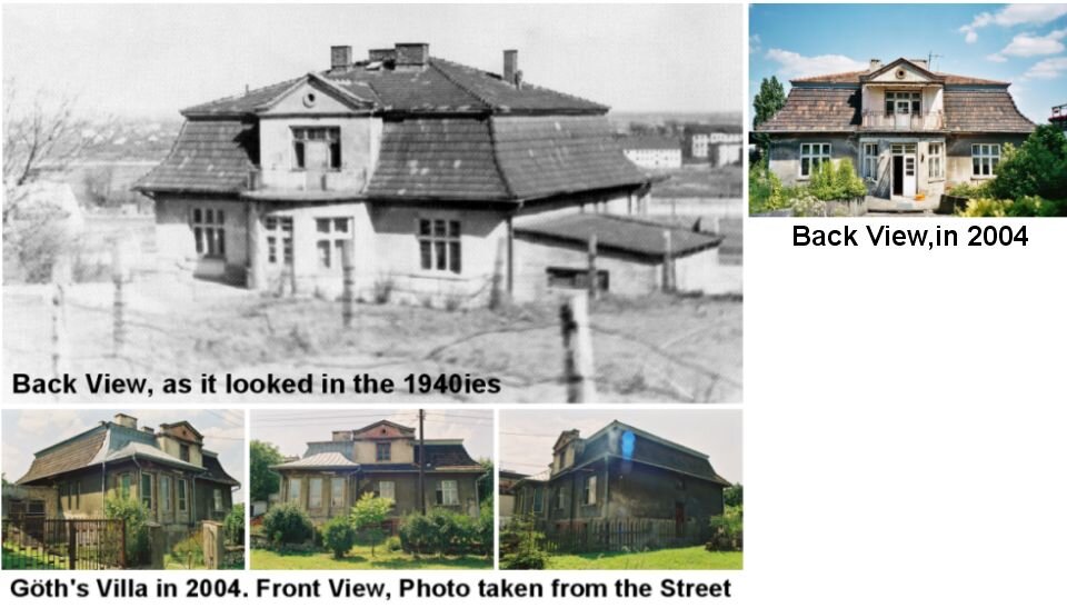 Эволюция Виллы Коменданта лагеря Краков-Плашув. Источник: http://www.deathcamps.org/occupation/pic/bigplaszow7.jpg Далее Серый Дом сегодня.