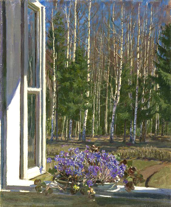 Фото из открытого источника/Худ. С. Жуковский "Весенний пейзаж с фиалками".