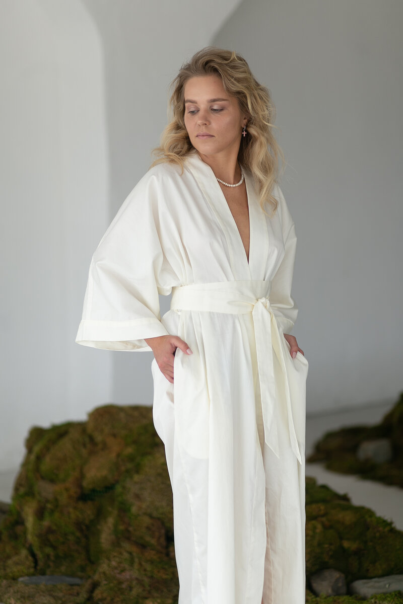Халат-кимоно в оттенке Белая Пудра