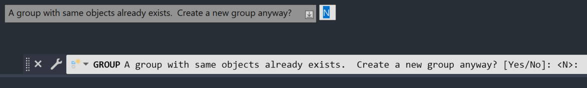 AutoCAD - "A group with same objects already exists" ("группа с такими объектами уже существует")