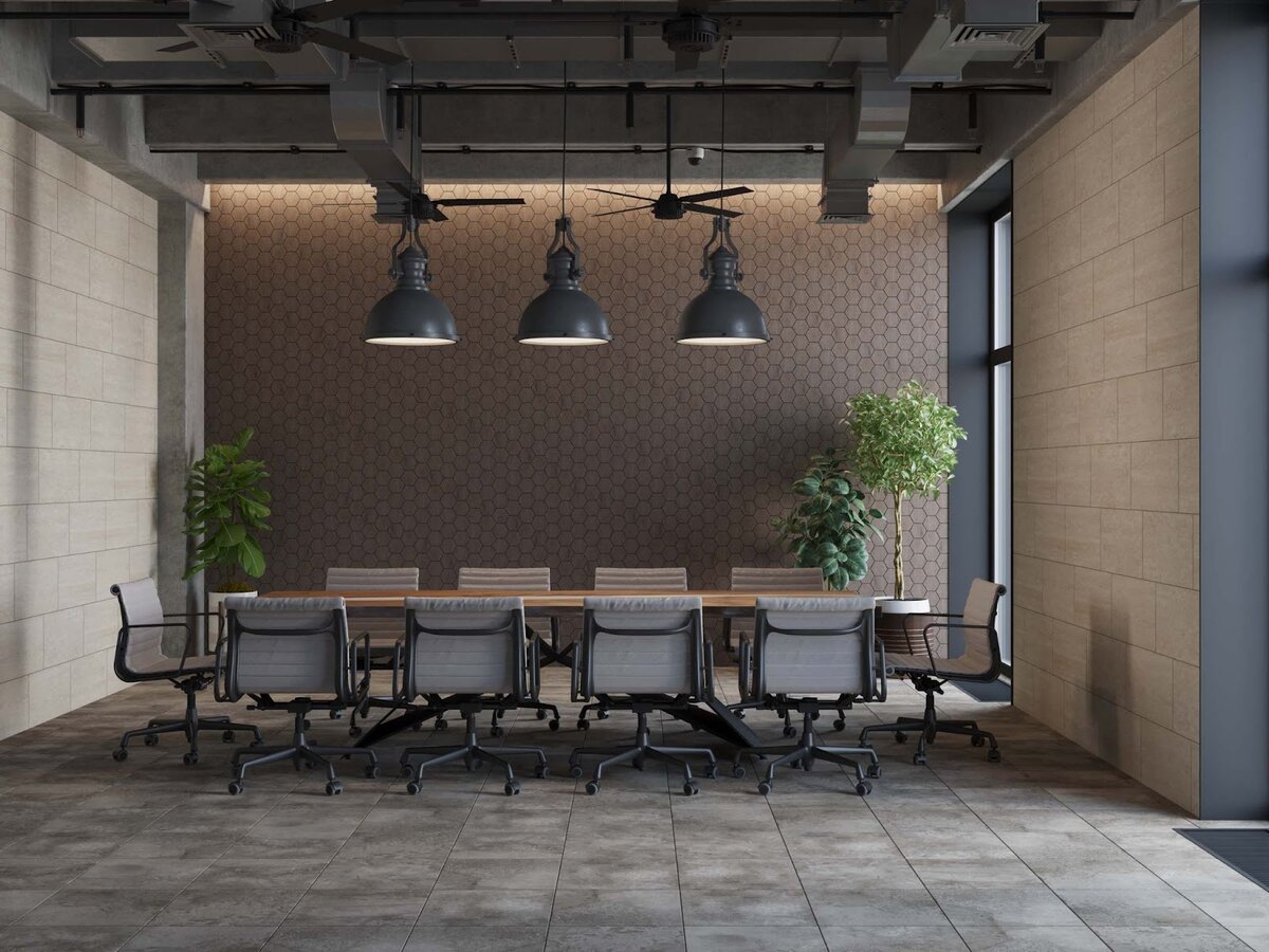 Плитка Seed в интерьере: дизайн переговорной комнаты в офисе