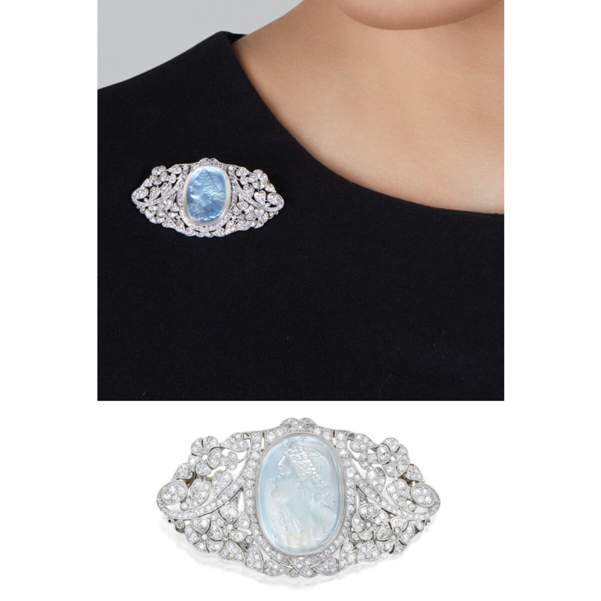 Брошь, F. W. Lawrence, Sotheby’s, лунный камень, бриллианты. 