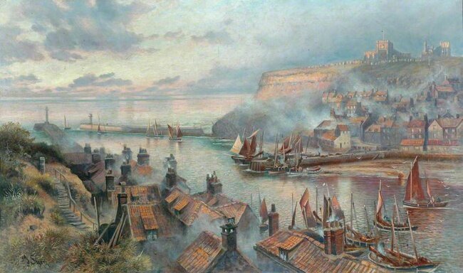 2. Сайер, Джон Джеймс (Syer, John James, 1844-1912), «Whitby Harbour from Burtree Crag», 1869.