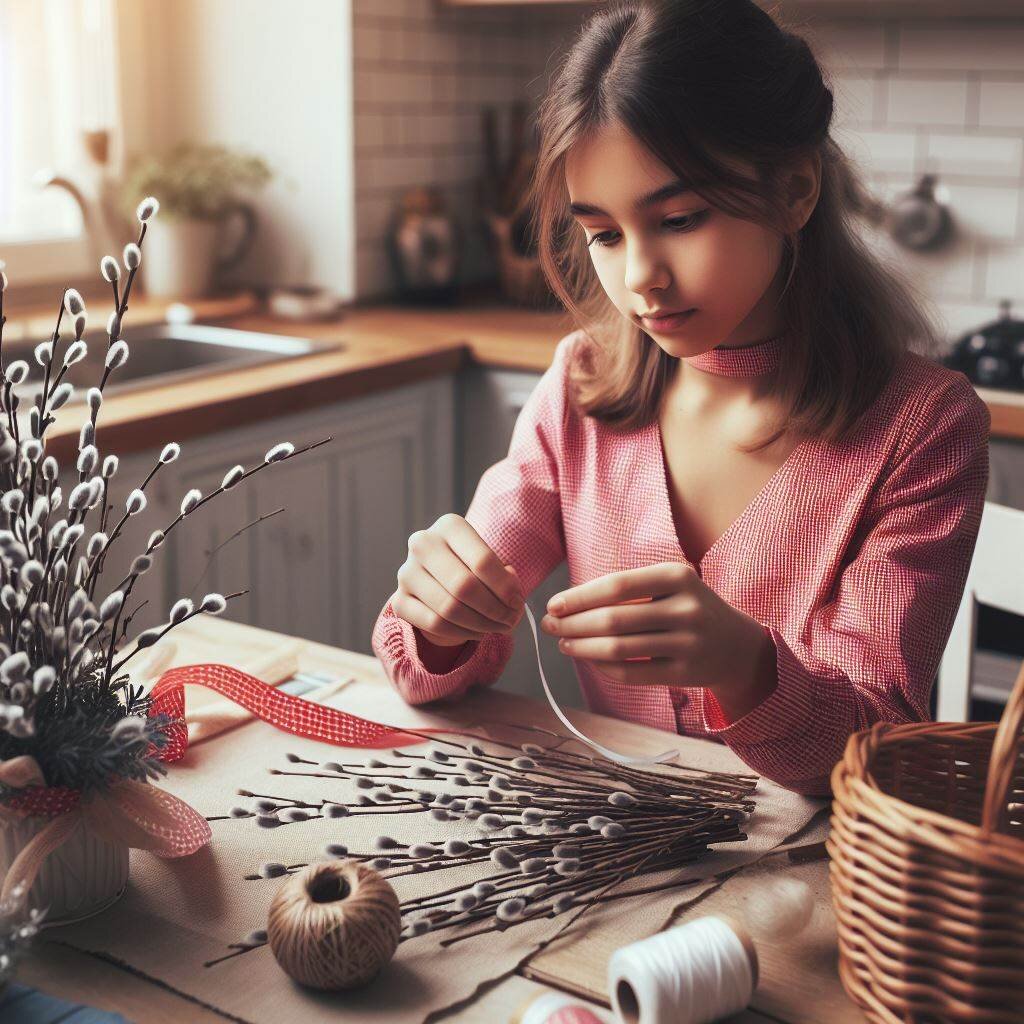 Украшение вербы к Вербному воскресенью