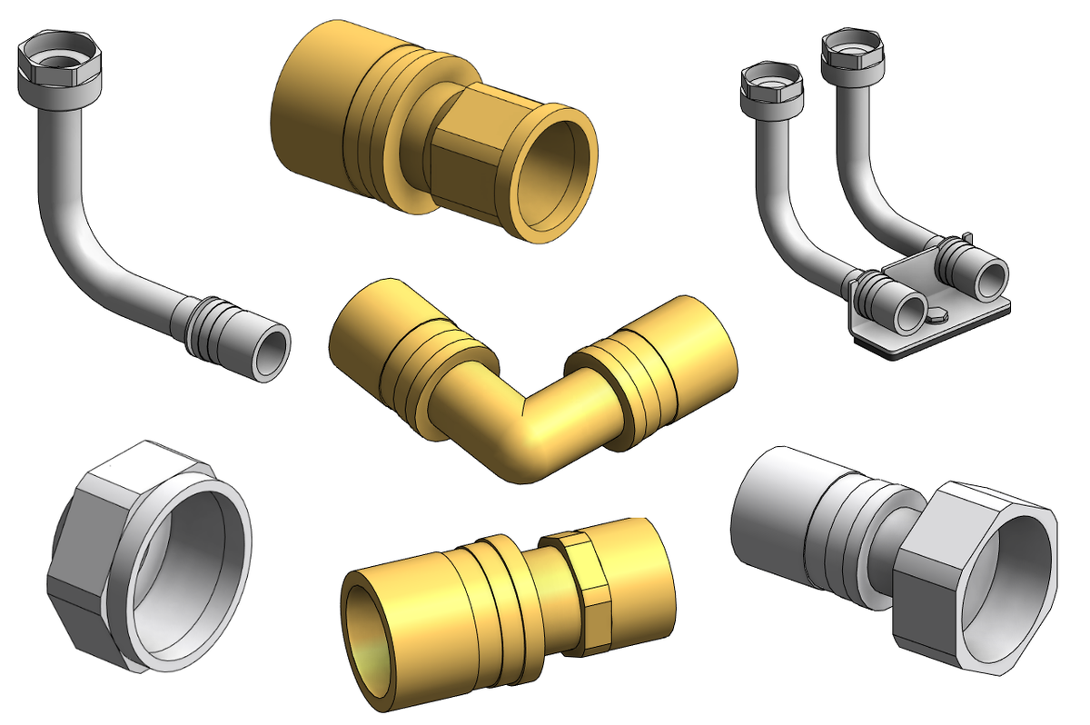 Некоторые фитинги из библиотеки сшитого полиэтилена PEX для Revit