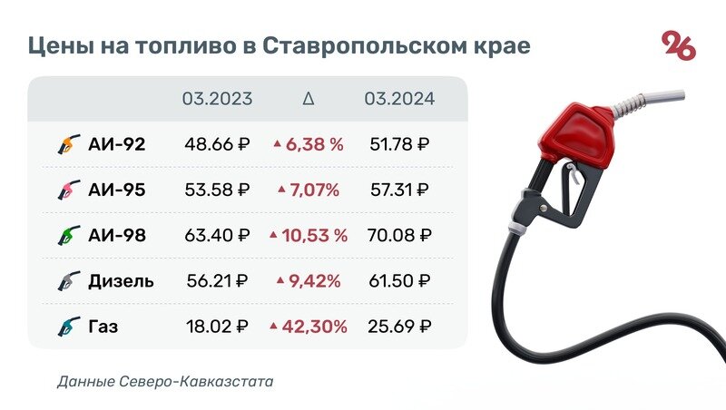    Динамика потребительских цен на бензин и топливо за год Фото: Светлана Школина / / ИА «Победа26»