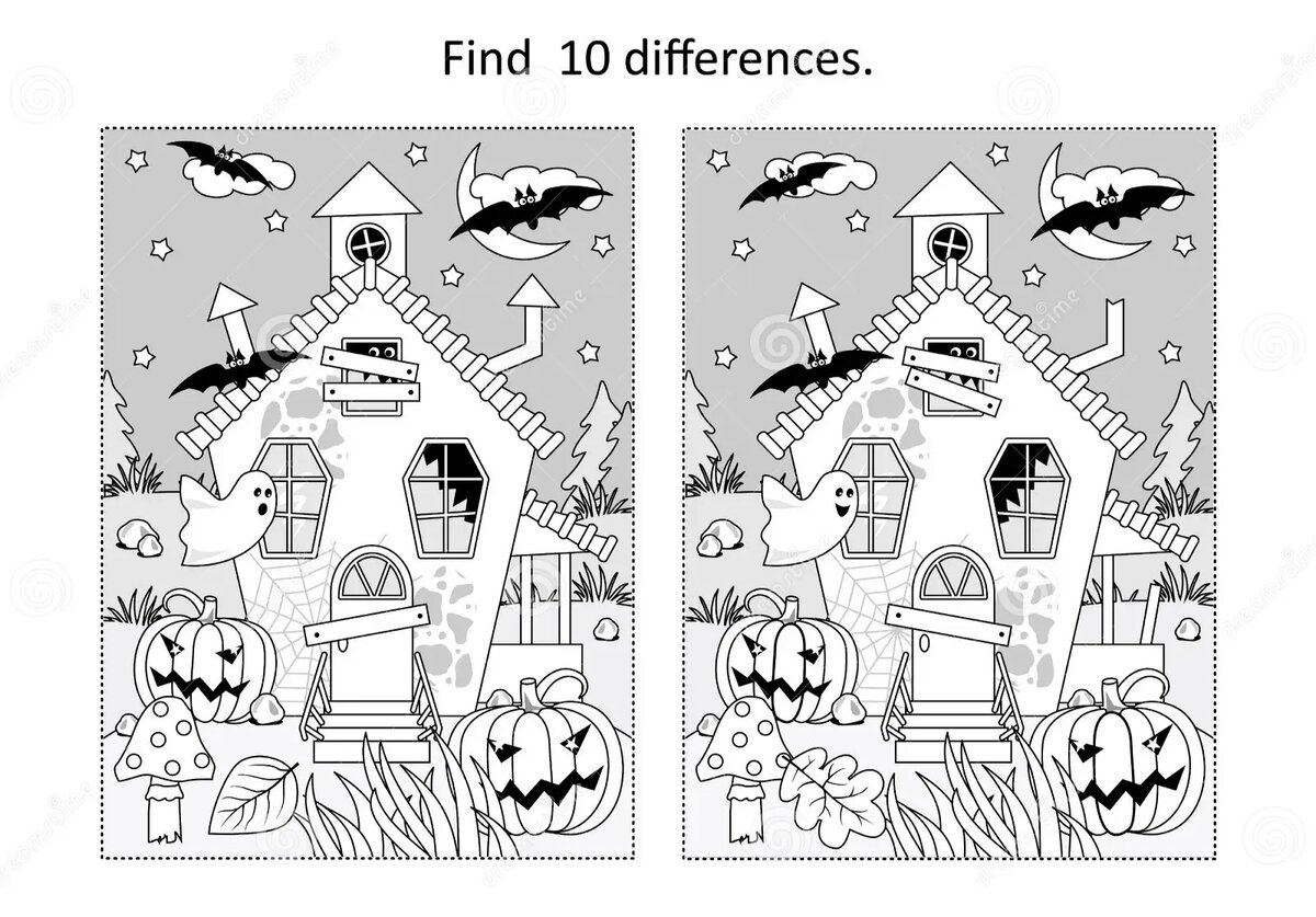 Spot differences (haunted house) | Английский язык (English notes) | Дзен