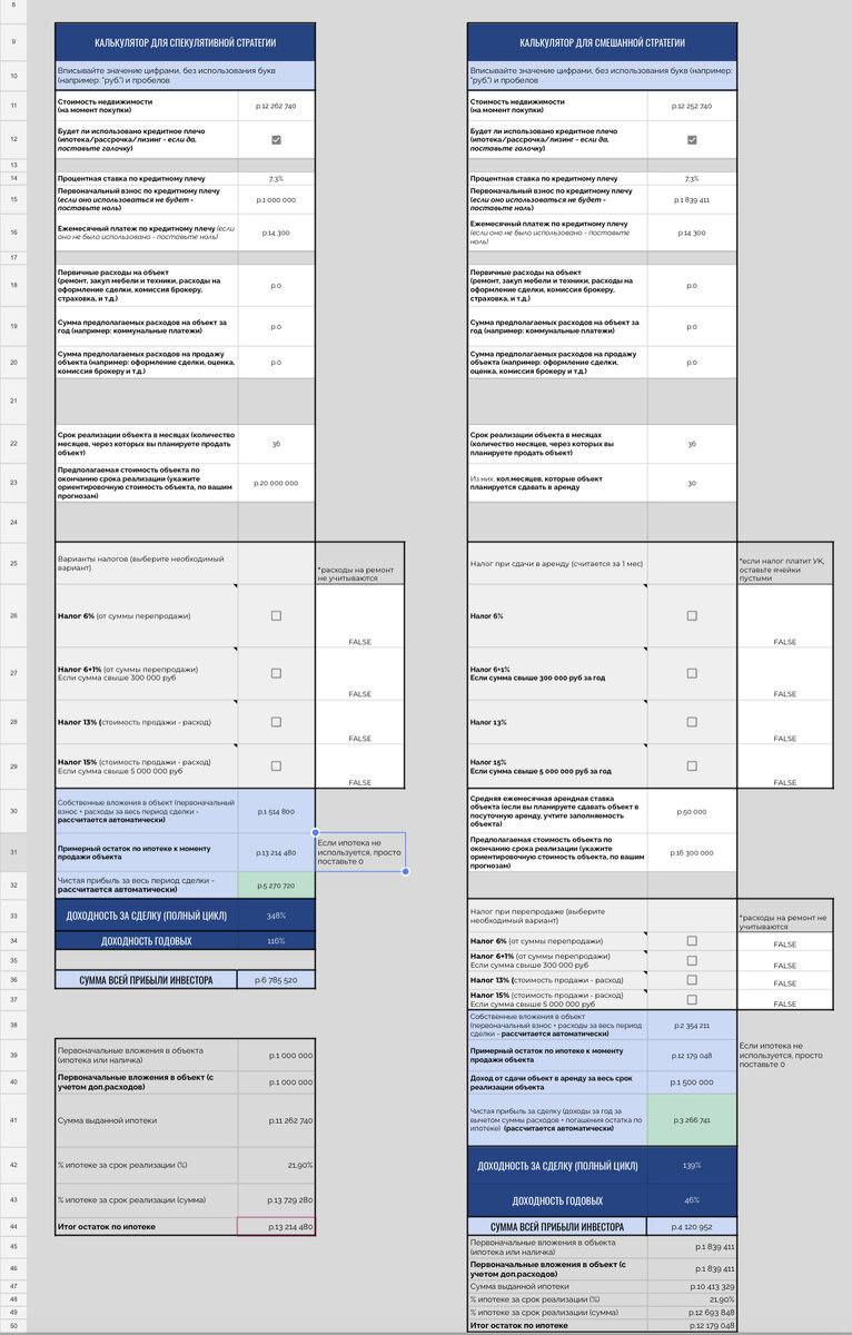 Калькулятор доходности