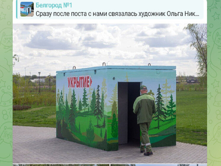     Художница расписала укрытия возле белгородских парков «Ривьера» и «Калейдоскоп» , фото: скриншот со страницы t.me/belgorod01