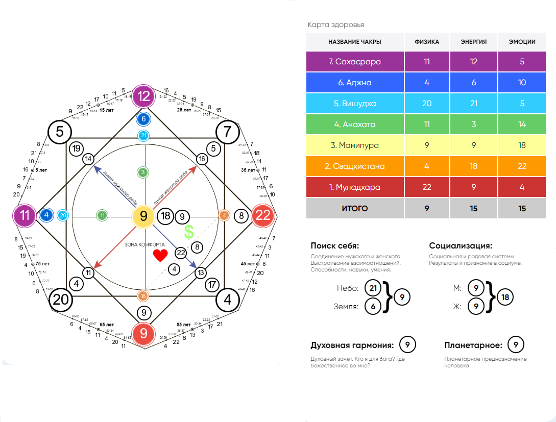 Матрица Судьбы: октаграмма, карта здоровья, предназначения