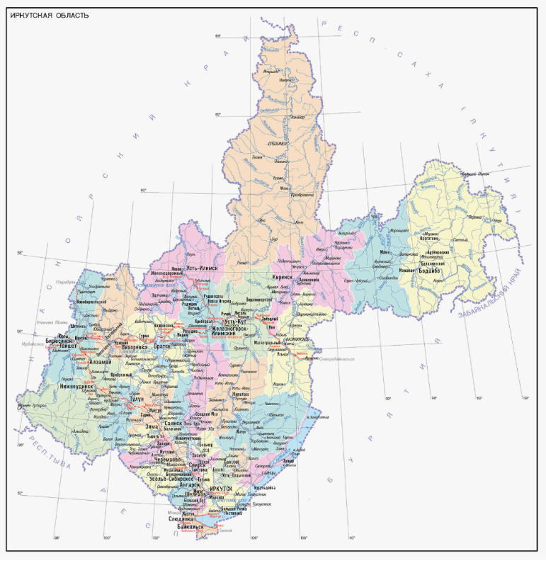 Карта Иркутской области - Russia-Karta.ru