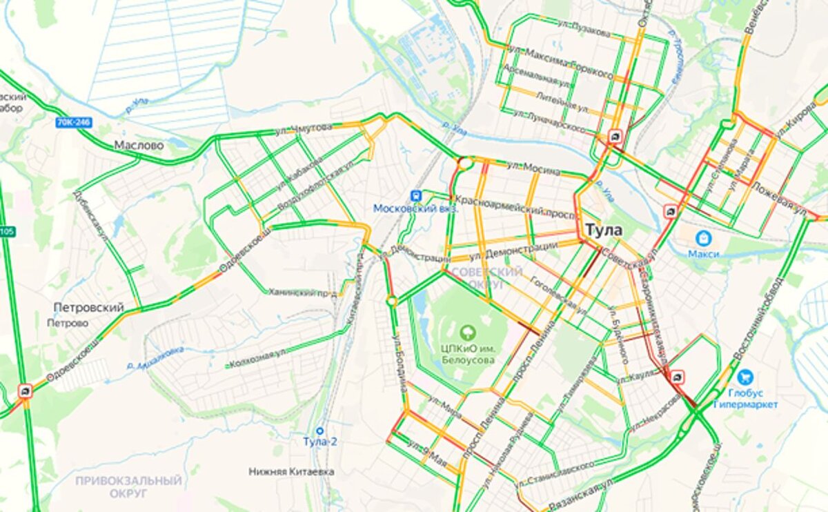 Яндекс пробки в Туле онлайн сейчас