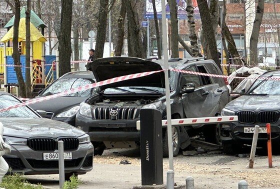    Место взрыва внедорожника на Коровинском шоссе