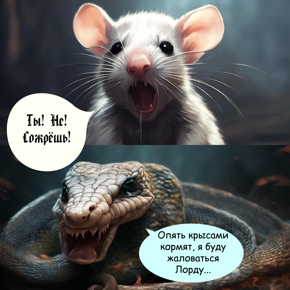 В правом углу ринга Питер Петтигрю, в левом углу — любимая змея Его Темнейшества. Художник — Кандинский Н. С. Фотошоп — Меланхоличная Я