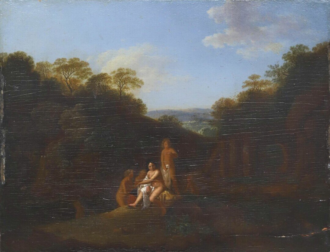    Школа Корнелиса ван Пуленбурга, «Пейзаж с купальщицами» Фото: Изображение предоставлено «Собака.ru» пресс-службой Эрмитажа