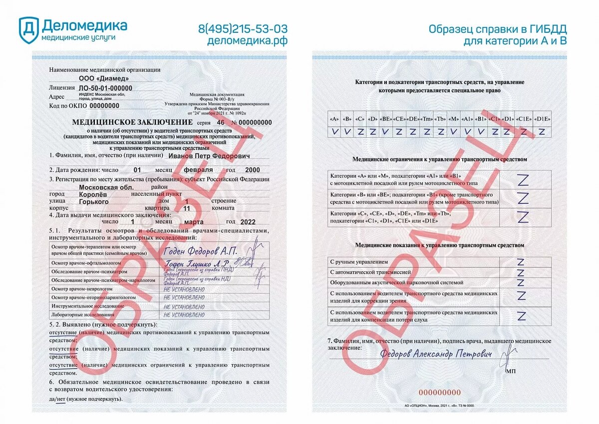Как выглядит мед справка