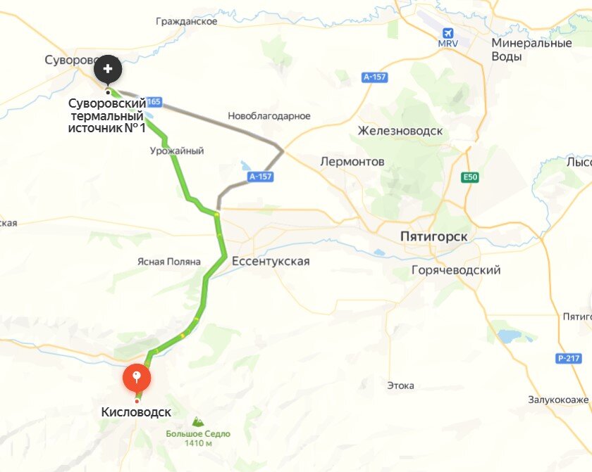 Пусть из Кисловодска по Яндекс Картам
