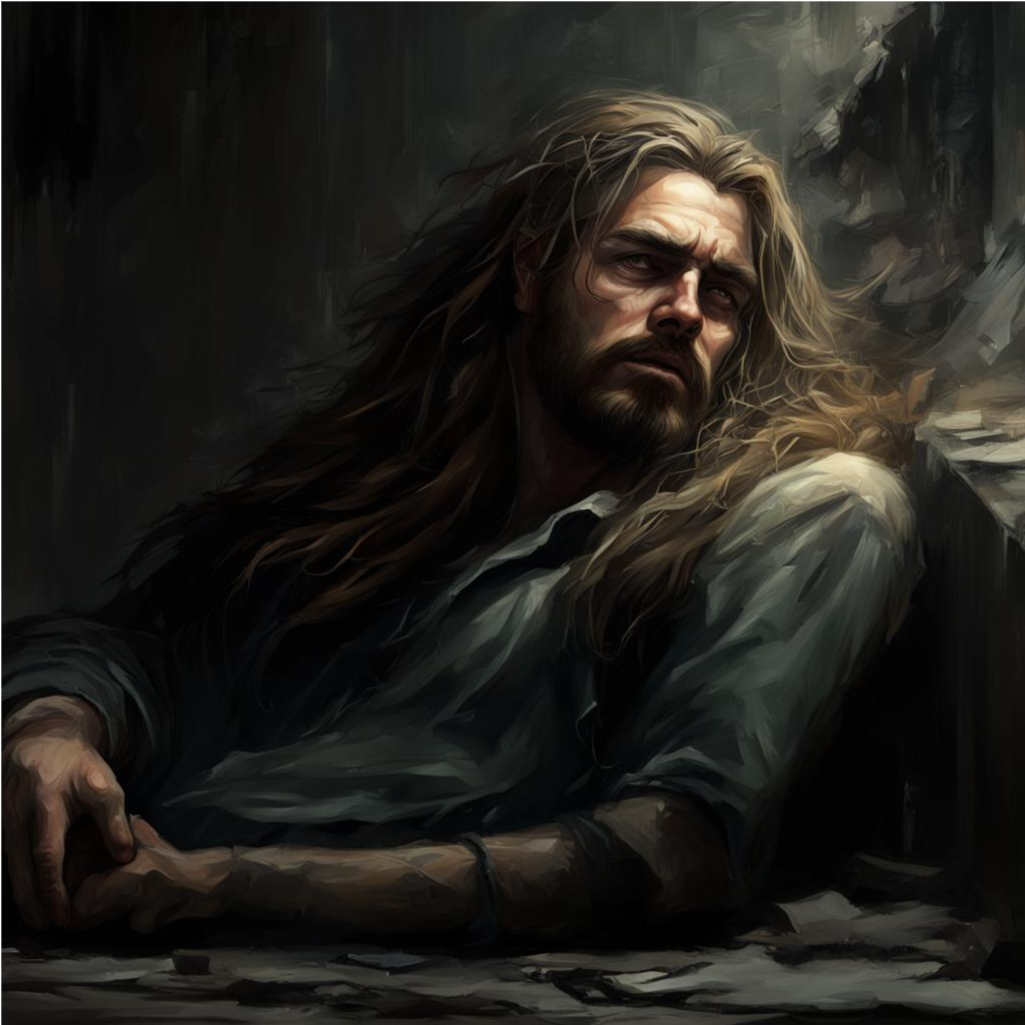 Сивый отдыхает в углу. Художник — Кандинский Н. С.