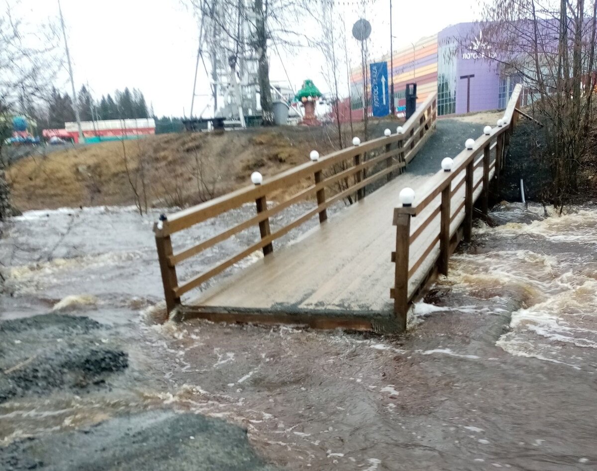 Мост около ТРЦ «Лотос Plaza» снова размыло | Карелия.Ньюс. Новости  Петрозаводска | Дзен