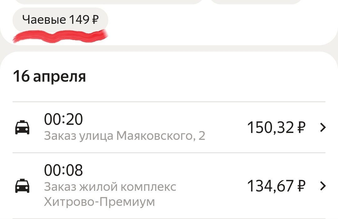 Чаевые в такси