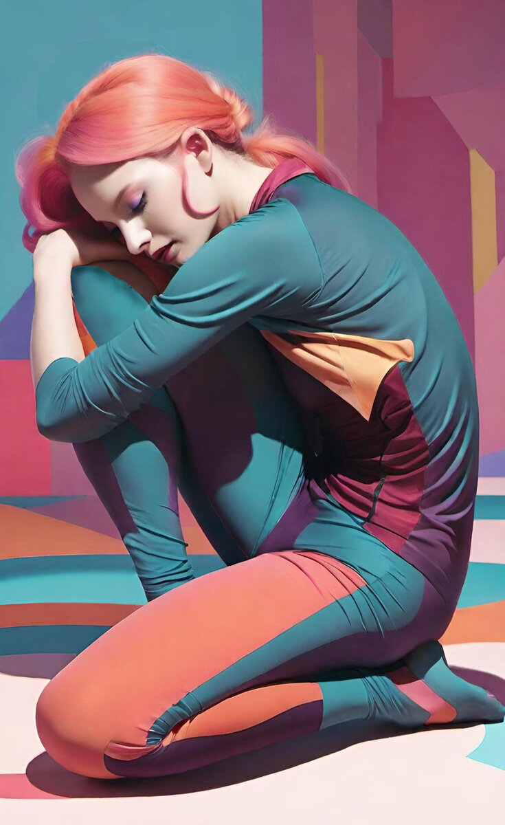 Изгиб боли. Иллюстрация создана с  помощью нейросети DreamAI и программы Photoshop.