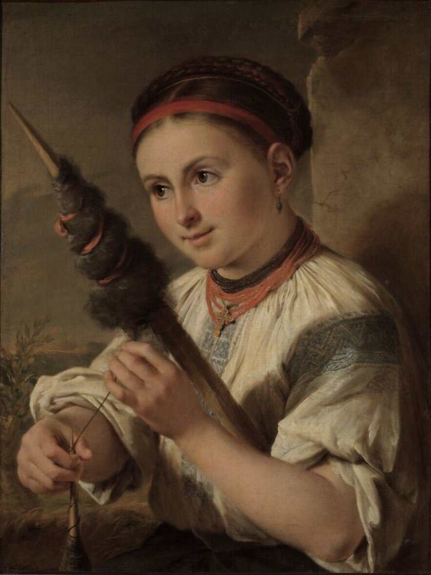"Пряха". Василий Тропинин, 1823 год