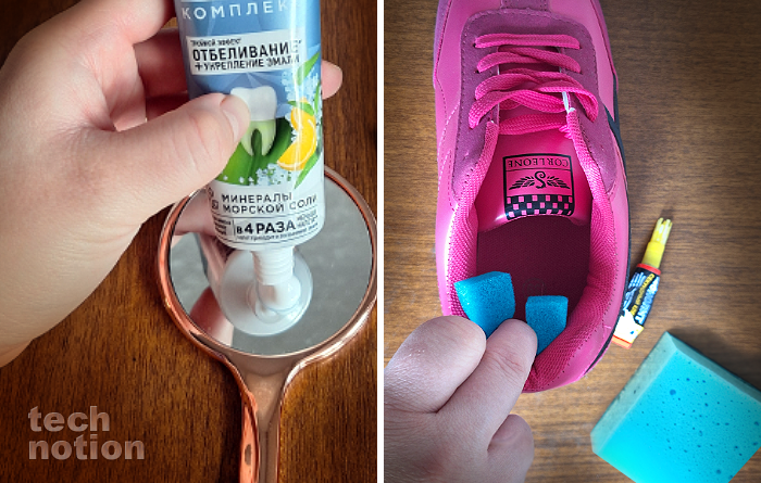 Для чего в обувь клеить посудную губку, а зеркала мазать зубной пастой: 9 хитростей хороших хозяек