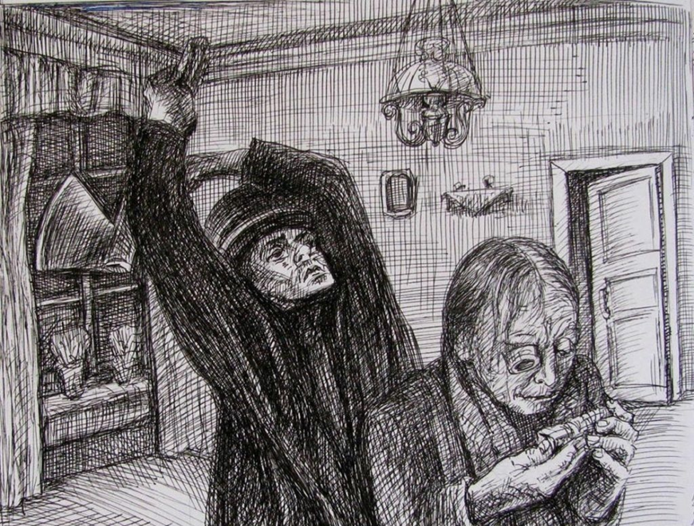 Раскольников и старуха-процентщица. Из открытых источников.