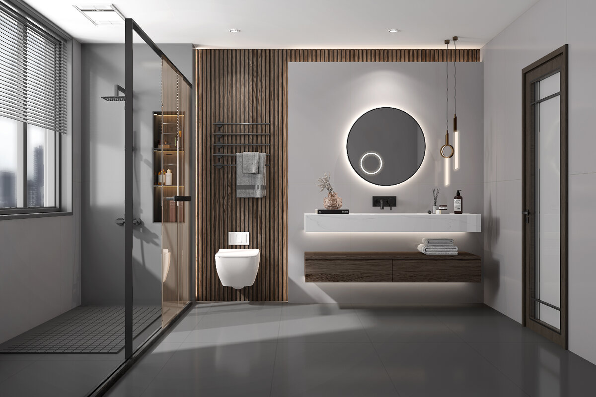 Дизайн ванной комнаты 2024 с душевой
