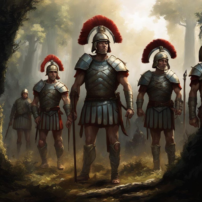 Древние римляне в лесах Британии. Художник — Кандинский Н. С.