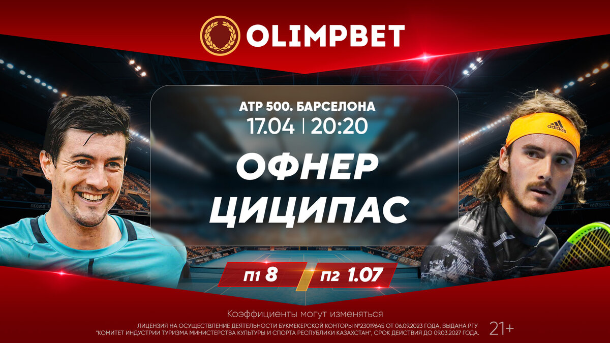 Возвращение Надаля и триумф Циципаса: коэффициенты Olimpbet на «пятисотник»  в Барселоне | Sports.ru | Дзен