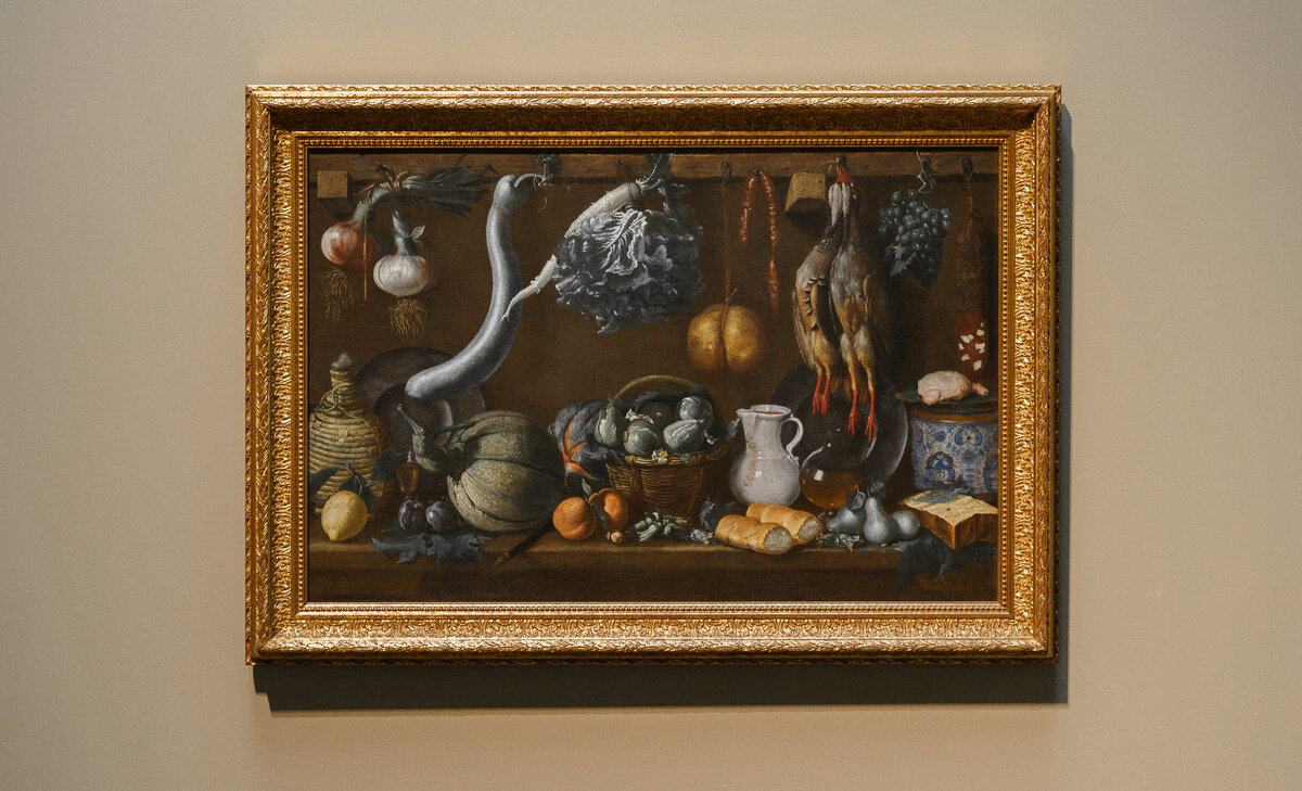 Якопо Кименти да Эмполи. Натюрморт с фруктами, зеленью, двумя неощипанными утками и сыром.