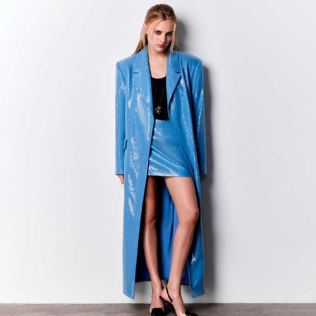 Жакет макси из денима с пайетками Nude Story