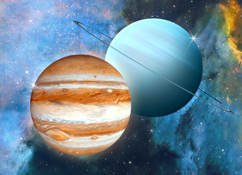 Соединение Юпитера и Урана в апреле 2024