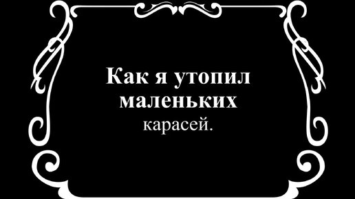 Как я утопил маленьких карасиков.