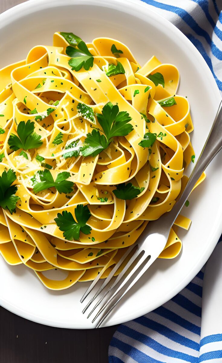 Паста с чесноком, петрушкой и оливковым маслом