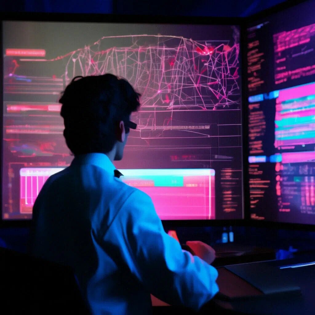 Ученый использует ИИ для анализа данных. Сгенерировано нейросетью  ArtGeneration.me (довольно удачно)