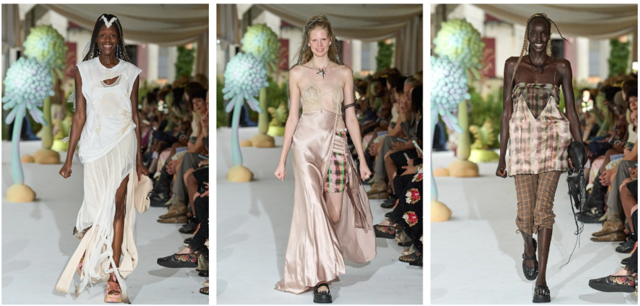 
Показ коллекции от Collina Strada на неделе моды в Нью-Йорке. Вся одежда создана нейросетью. Фотографии взяты с сайта https://habr.com/ru/news/760540/