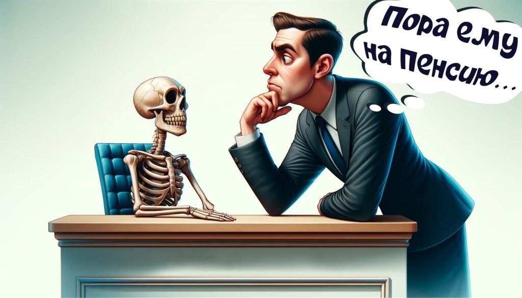 Пора на пенсию. Авторские права на иллюстрацию принадлежат медиагруппе "Хакнем" и защищены товарным знаком ®️