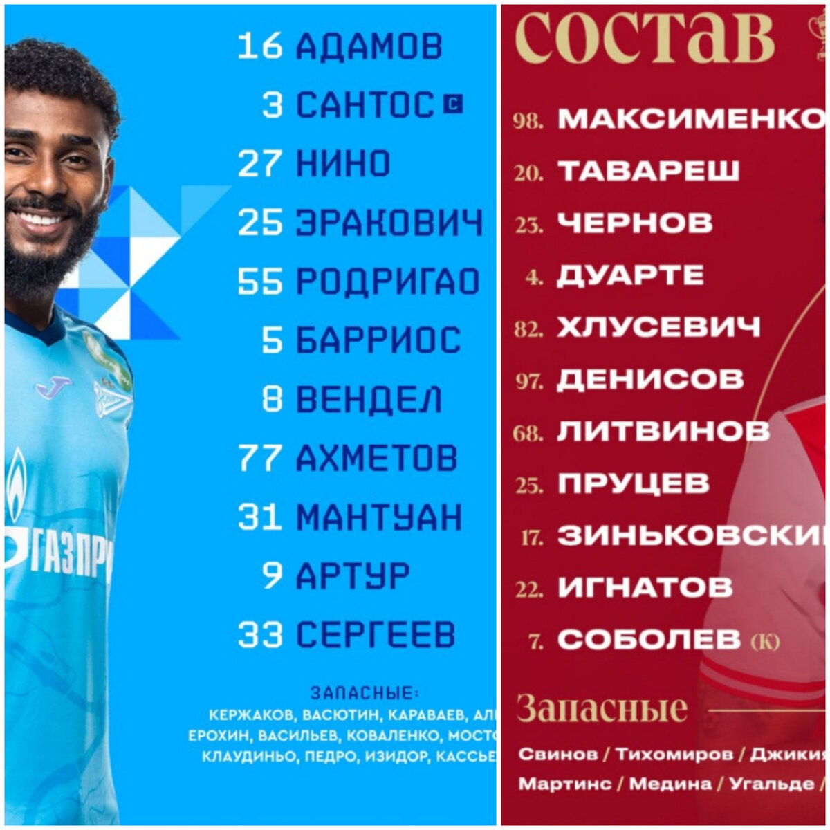 Стартовые составы команд 