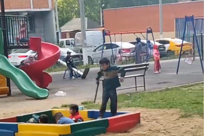 Котельники. Большая детская площадка на 100% контролируется азиатами. Скриншот видео депутата Михаила Матвеева