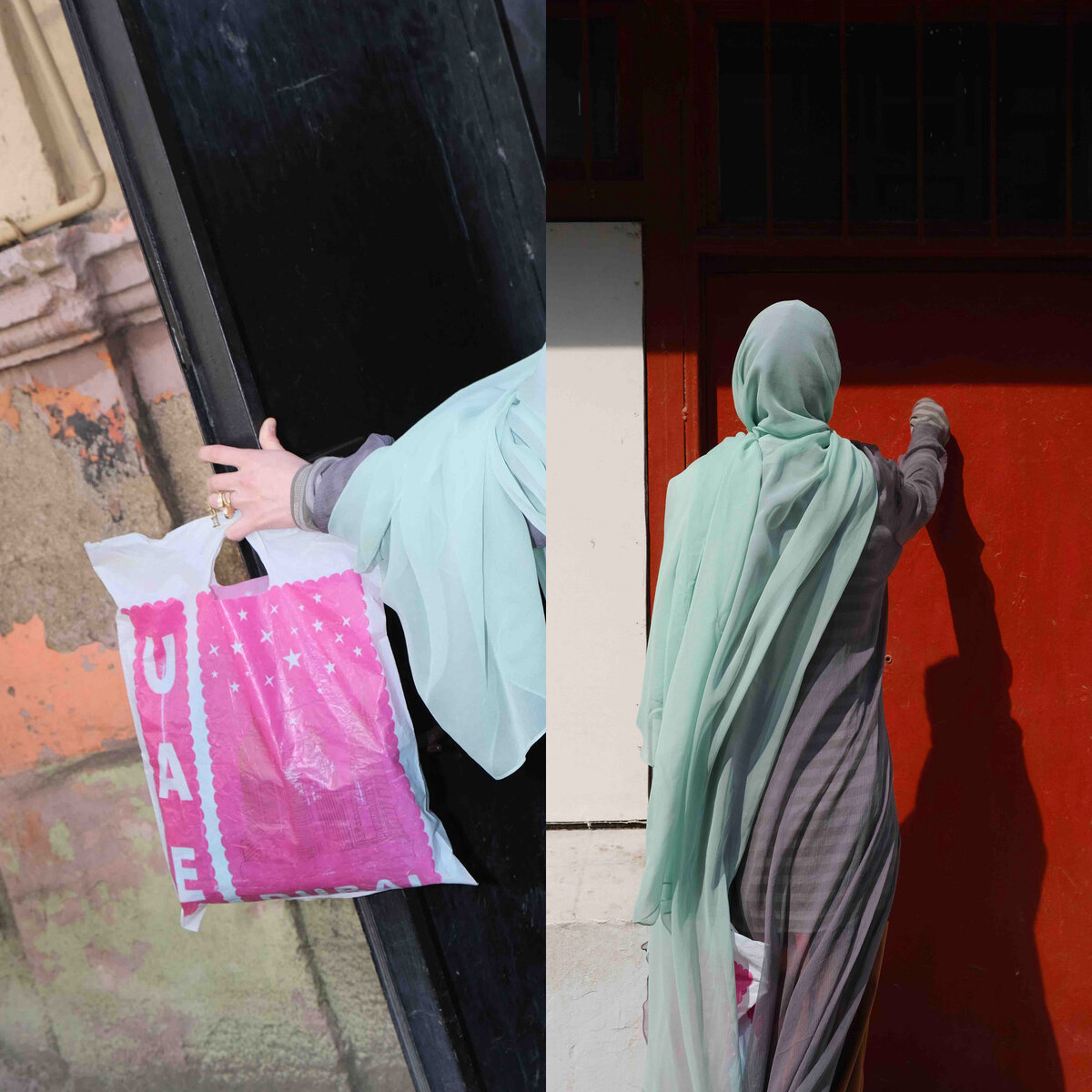 Асия Бареева в шелковой накидке, платке и юбке Asiya Bareeva, худи из трикотажа Annur clothes 